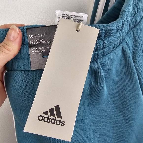 Adidas Essentials 3-Stripes Open Hem Fleece Pants Sweatpants NWT - Picture 5 of 15